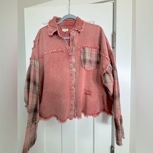 POL light weight shacket, size medium, powder brick color